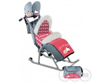 Санки-коляска "Тяни-толкай" ЭЛИТ+100 Sweet Girl с мехом