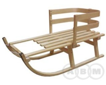 Санки деревянные со спинкой и веревкой