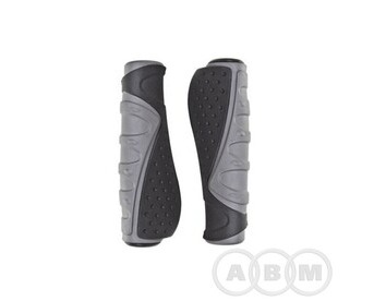 Ручки на руль резиновые 130мм CL0301 эргоном.  2-х комп. черно-серые CLARK'S 3-477 